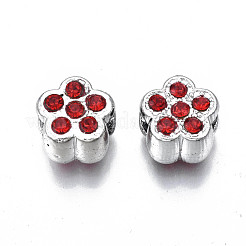 UVメッキアクリルヨーロッパのビーズ  ラインストーン付き  大穴ビーズ  芯金がない  ミックスカラー  花  プラチナ  12.5x12x9.5mm  穴：4mm&nbsp;OACR-N010-042P