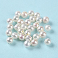 天然な培養された淡水パールビーズ  片穴  グレード5 A  ラウンド  ホワイトスモーク  5~5.5mm  穴：0.9mm&nbsp;PEAR-E020-01E