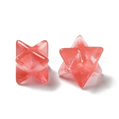 チェリークォーツガラスビーズ  穴なし/ドリルなし  メルカバスター  12.5~13x12.5~13x12.5~13mm&nbsp;G-A206-01B-04