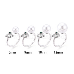 Gift Box Shape Brass Micro Pave Clear Cubic Zirconia & Glass Cuff Ring Settings&nbsp;KK-T076-44P