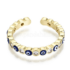 Brass Micro Pave Clear Cubic Zirconia Cuff Rings&nbsp;RJEW-T016-07G-NF