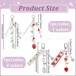 4Pcs 4 Colors Strawberry Pendant Decorations&nbsp;HJEW-PH0001-98