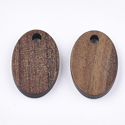 ウォールナットウッドペンダント  オーバル  サドルブラウン  15.5x10.5x2.5~3mm  穴：1.8mm&nbsp;WOOD-S054-35