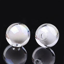透明なアクリルビーズ  UVメッキ＆レインボー  二層ビーズ  片穴ビーズ  ラウンド  透明  15.5x15mm  半分穴：3.5mm&nbsp;TACR-S148-12I