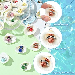 50Pcs 10 Colors Acrylic & Shell Pendants&nbsp;PALLOY-CJ00046