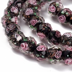 Handmade Gold Sand Lampwork Beads Strands&nbsp;LAMP-R141-10mm-03