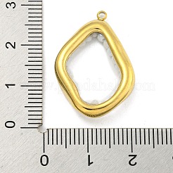 ファセット加工された天然石英の染色ペンダント  金メッキの304ステンレススチールエッジが付いた不規則な楕円形のチャーム  ホワイト  27x19x5mm  穴：1.4mm&nbsp;STAS-K273-04G-02