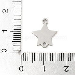 201ステンレススチールレーザーカットコネクタチャーム  ステンレス鋼色  スター  19x12x1mm  穴：1.6mm&nbsp;STAS-R133-02P-13