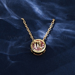 Brass Pave Cubic Zirconia Birth Stone Constellation Pendant Cable Chain Necklaces&nbsp;NJEW-D334-01G-08
