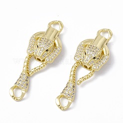 Rack Plating Brass Micro Pave Clear & Black Cubic Zirconia S-Hook Clasps&nbsp;ZIRC-C041-17G