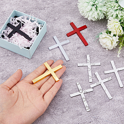 4セット4色の合金製粘着カーステッカー  3d 宗教 十字架  ミックスカラー  61~62.5x44~45x1.2~4mm  1セット/色&nbsp;DIY-FH0007-03