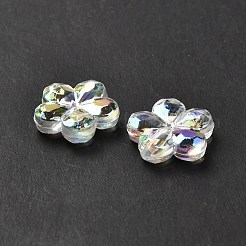 透明アクリルビーズ  プラム  ABカラーメッキ  透明  13.5x14.5x4.5mm  穴：1.8mm  約1111個/500g&nbsp;PACR-H004-01A