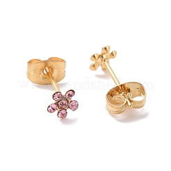 Rhinestone Flower Stud Earrings with 316L Surgical Stainless Steel Pins&nbsp;EJEW-P204-03G-05