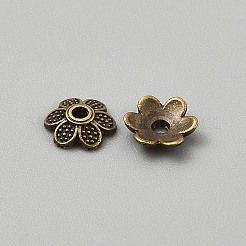 亜鉛合金ビーズキャップ  花  アンティークブロンズ  8x2mm  穴：1.4mm&nbsp;PALLOY-CJC0020-13C