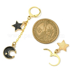 金合金エナメルダングルフレンチフックピアス  非対称イヤリング  スター  29~67x12~12.5mm&nbsp;EJEW-JE05654-03
