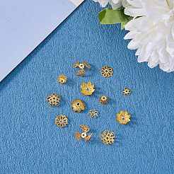 540個6スタイルの鉄製ビーズキャップ  マルチ花弁  ゴールドカラー  6~10x1~10mm  穴：1~1.5mm&nbsp;IFIN-CJ0001-59