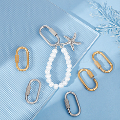 6Pcs 2 Colors 304 Stainless Steel Screw Carabiner Lock Charms&nbsp;STAS-UN0060-77