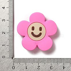 200個10色シリコンビーズ  笑顔の花  ミックスカラー  30x31x8.5mm  穴：3mm  10個/カラー&nbsp;SIL-R145-02M