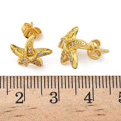 Brass Micro Pave Clear Cubic Zirconia Stud Earrings&nbsp;EJEW-A145-03D-G