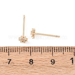 Brass Micro Pave Clear Cubic Zirconia Snowflake Stud Earrings&nbsp;EJEW-L278-01G