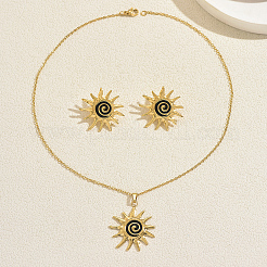 Stainless Steel Spiral Sun Earrings & Necklaces Sets for Women Party and Occasion&nbsp;VJ3176