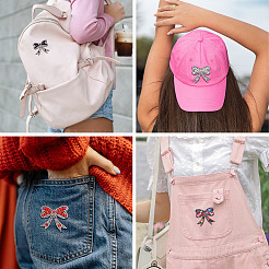 16Pcs 4 Colors Bowknot Rhinestone Patches&nbsp;PATC-TA0001-18