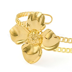 女性用304ステンレススチールバングル  花  ゴールドカラー  内径：2-1/4インチ（5.85cm）  花：38.5x39.5mm&nbsp;BJEW-U009-02G
