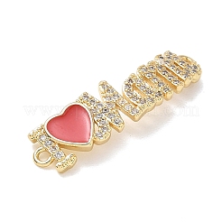 Mother's Day Brass Micro Pave Clear Cubic Zirconia and Enamel Links&nbsp;KK-T084-02G
