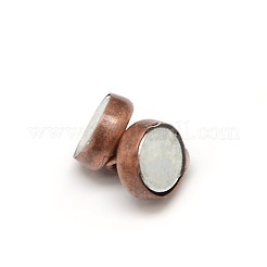 コラム真鍮製ループ付きマグネットクラスプ  鉛フリー＆ニッケルフリー＆カドミウムフリー  赤銅鉱  11x6mm  穴：2mm&nbsp;KK-M064-R-NR