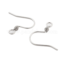 304ステンレススチールイヤリングフック金具  耳ワイヤー  水平ループ付き  ステンレス鋼色  18x16x0.8mm  20ゲージ  穴：2.5mm&nbsp;STAS-M240-02P-01