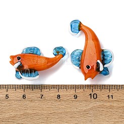 手作りランプワークペンダント  魚のチャーム  レッドオレンジ  25~29x35~40x15~18mm  穴：1.2~1.8mm&nbsp;LAMP-I031-01A