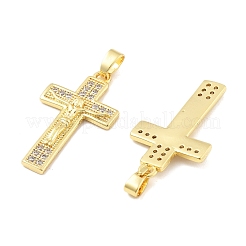 Crucifix Cross Brass Micro Pave Cubic Zirconia Pendants&nbsp;KK-M325-08G