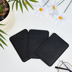 粘着式PUレザーIDカードホルダー3個  長方形  ブラック  97x66x3mm&nbsp;AJEW-CN0007-50B