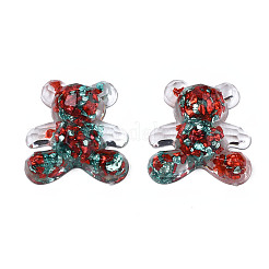 クリアアクリルカボション  ホイル付き  クマ  レッド  31x29x8mm&nbsp;TACR-N006-74C