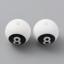 シリコンビーズ  白い丸に黒い数字  NUM。8  13.5mm  穴：2.2mm&nbsp;SIL-TAC0009-02H