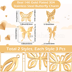 6Pcs 2 Styles 304 Stainless Steel Pendants&nbsp;STAS-BBC0007-74