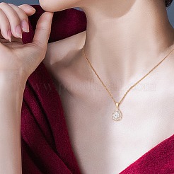 5個真鍮クリアキュービックジルコニアペンダント  ティアドロップ  18KGP本金メッキ  18x13.5x4.5mm  穴：3.5x4.5mm&nbsp;KK-SZ0001-96