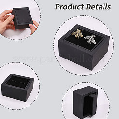 プラスチック製の転倒式カフスボタン収納ボックス  長方形  ブラック  7.8x6.8x4.05cm&nbsp;CON-WH0095-227
