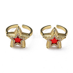 Cubic Zirconia Star Open Cuff Ring&nbsp;RJEW-N035-126C