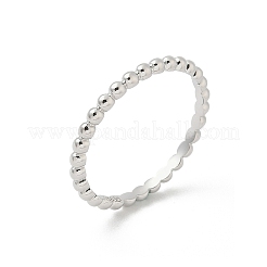 925スターリングシルバープレーンバンドリング  丸いビーズ  プラチナ  2mm  内径：19mm&nbsp;RJEW-P164-01D-P