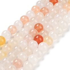 天然の金色のシルク翡翠ビーズ連売り  ラウンド  8mm  穴：1mm  約46個/連  14.76~14.88''（37.5~37.8センチメートル）&nbsp;G-A220-A02-01