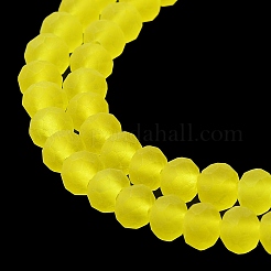 透明ガラスビーズ連売り  多面カット  艶消し  ロンデル  きいろ  4mm  穴：0.8~1mm  約105~110個/連  38~39cm&nbsp;EGLA-A034-T4mm-MD29