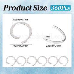 360個のアイアンオープン丸カン  ラウンド  プラチナ  10x1.4mm  内径：7.4mm&nbsp;IFIN-SC0001-90B
