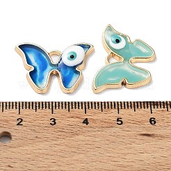 合金エナメルチャーム  ライトゴールド  ナザールボンジュウのチャーム入り蝶  ミックスカラー  17.5x25x2.5mm  穴：2.5x3mm&nbsp;FIND-E043-04KCG
