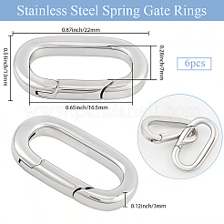6Pcs Stainless Steel Spring Gate Rings&nbsp;STAS-BBC0008-34C