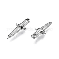 変色しない304ステンレススチールペンダント  剣  ステンレス鋼色  24x9x4mm  穴：1.8mm&nbsp;STAS-N099-38
