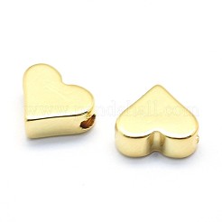 真鍮ビーズ  鉛フリー＆カドミウムフリー＆ニッケルフリー  ハート  18KGP本金メッキ  6x7x3mm  穴：1.2mm&nbsp;KK-P155-78G-NR