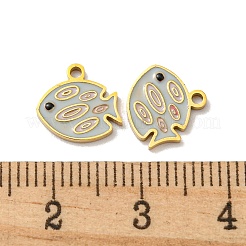 304ステンレススチールエナメルチャーム  魚のチャーム  14KGP本金メッキ  9x9.5x1mm  穴：1.2mm&nbsp;STAS-L022-166G
