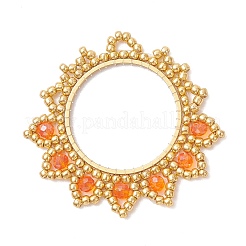 4Pcs Glass Seed Beaded Flower Pendants&nbsp;PALLOY-MZ01237