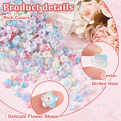 800色UVメッキ虹色アクリルビーズキャップ8個  5  - 花びらの花  ミックスカラー  12.5x12.5x6.5mm  穴：1.5mm  100個/カラー&nbsp;OACR-PH0004-29